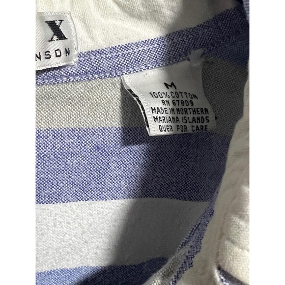 BASIX Mens Blue White Grey Striped Collared Long Sleeve Button Shirt Size Medium - Picture 5 of 5